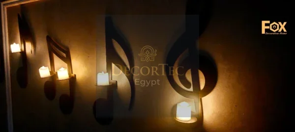 ديكور حوائط مضئ نوته (3) تفاصيل إضاءة LED في ديكور حائط موسيقي من DecorTec