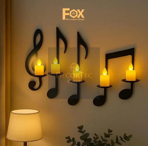 ديكور حوائط مضئ نوته (4) ديكور حائط مضيء نوت موسيقية وفراشات LED للريسبشن من DecorTec